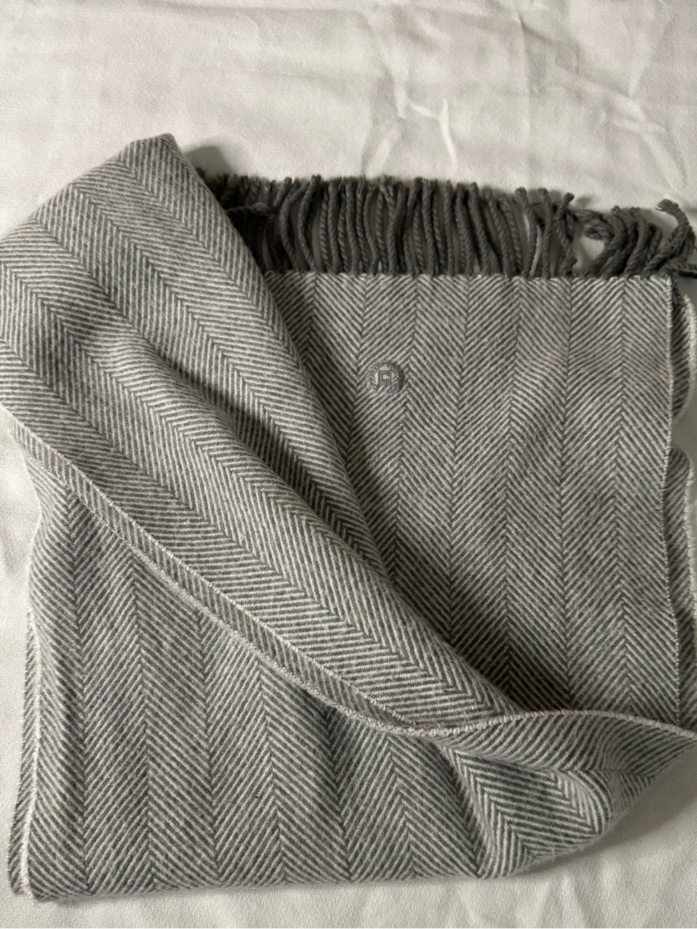 Chaps Gray Herringbone Scarf